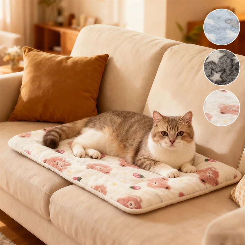 

Thick Plush Flannel Cat Blanket for Winter Warmth Pet Sleeping Pad Soft and Comfortable Easy To Clean Washable Pet Blanket고양이 깔개