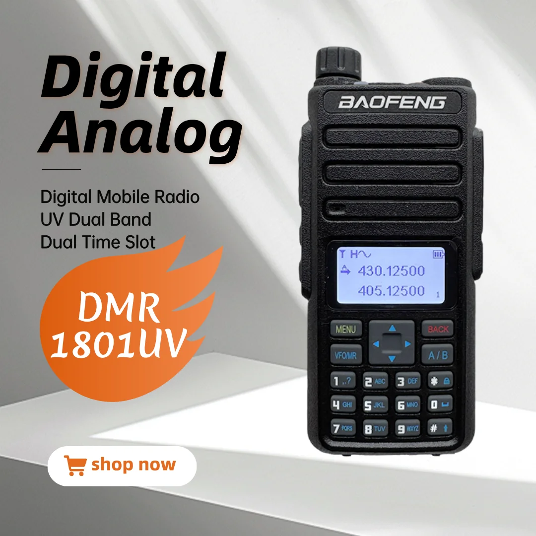 Baofeng DR-1801UV Walkie Talkie Digital/Analog DMR Long Range UV Dual Band Dual Time Slot SMS Digital Alarm Portable Ham Radios