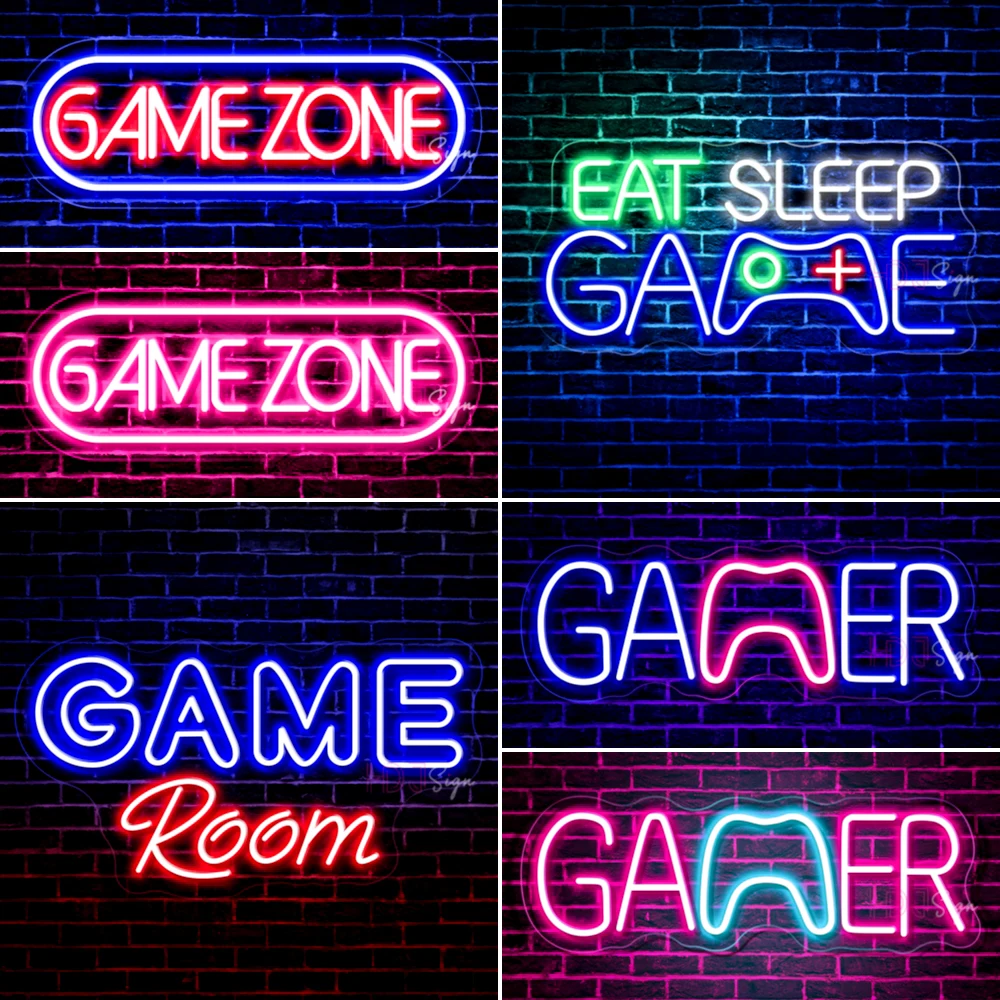 LED Neon Lights Decoração Do Quarto Do Jogo Wall Art Gamer Zona Do Jogo Quarto Pendurado Night Lights Festa Feriado Presente De Aniversário Sinal De Neon USB