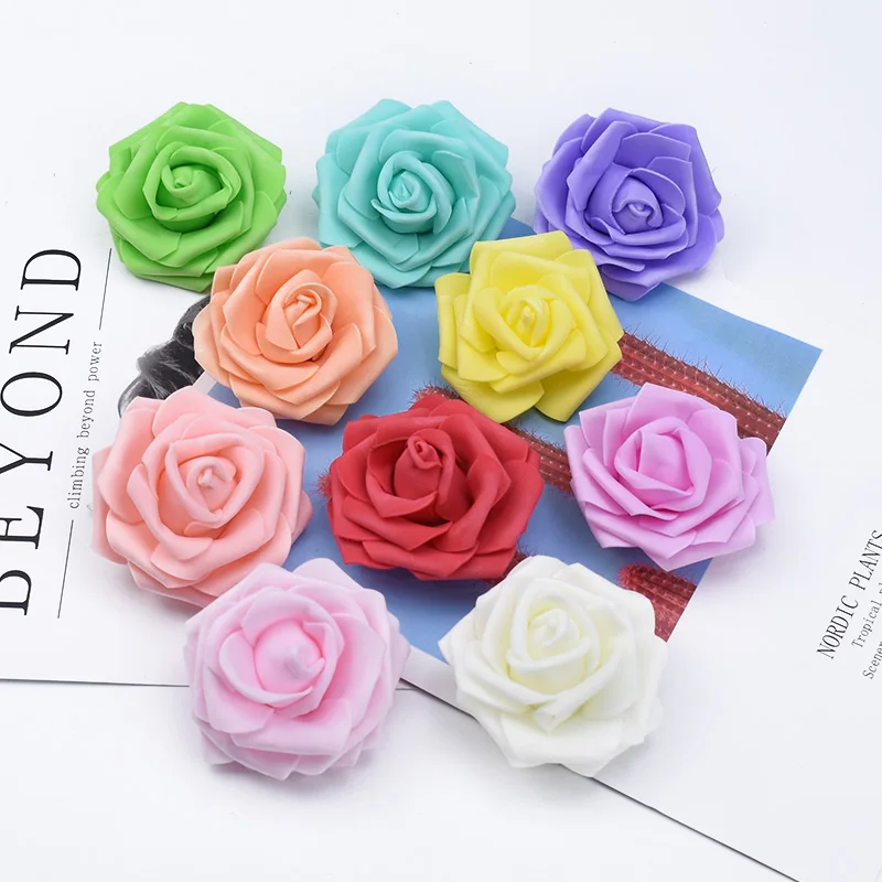 30/50 Stück Künstliche Blumen 7CM Schaumstoff Teddybär-Rosen DIY Valentinstag Geschenke Hochzeit Heim Raumdekoration Brautaccessoires – Detail 3