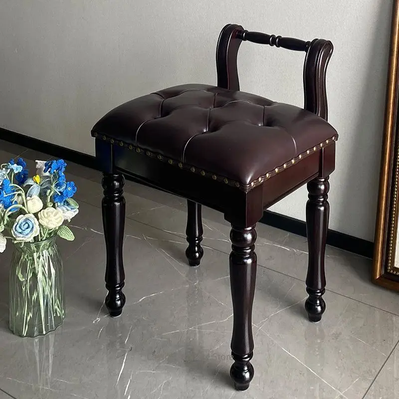 Solid Wood Modern Vanity Stool for Dressing Table, Backrest Chair for Desk Study, Stackable Dining Stool for Kitchen Home Accent