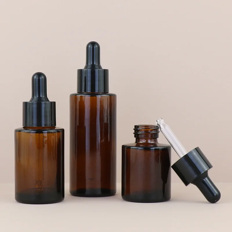 Empty Dropper Bottle Brown/Clear/Matte Essential Oil Glass Aromatherapy Liquid 20/30/50ml Drop for Massage Pipette Refillable