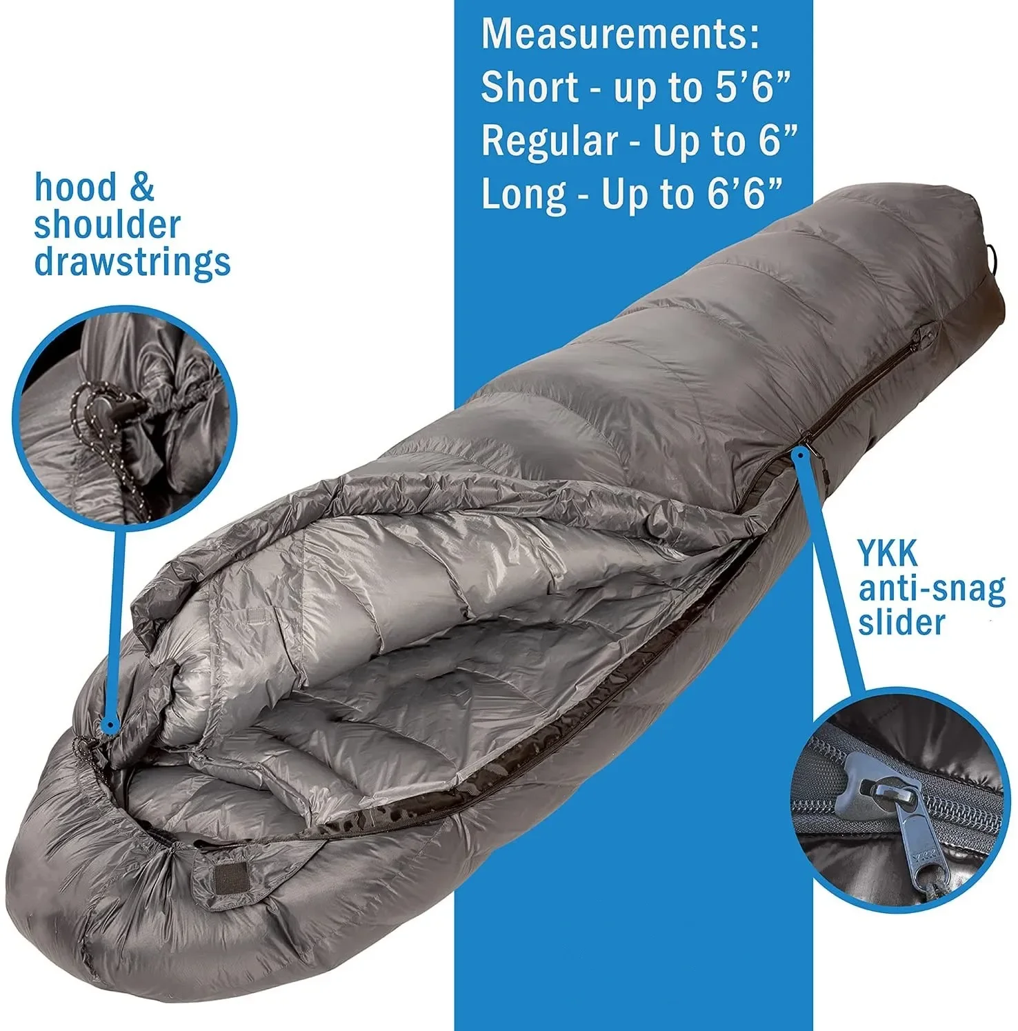 Selling Filling 365g white goose down Sleeping bag Lightweight Nylon Fabric Waterproof Goose Down Sleeping Bag