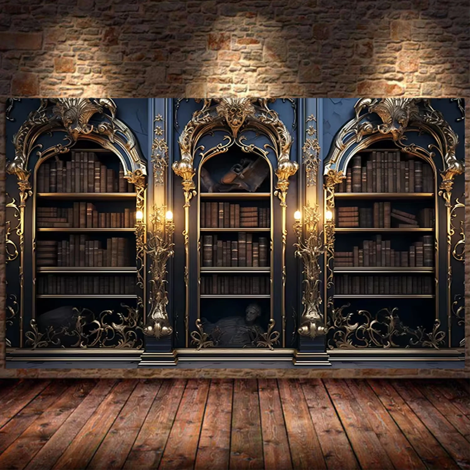 Dark Retro Palace Theme Photography Background  Vintage Castle Hall Magic Staircase Church Scene Wizard Halloween Portrait Props