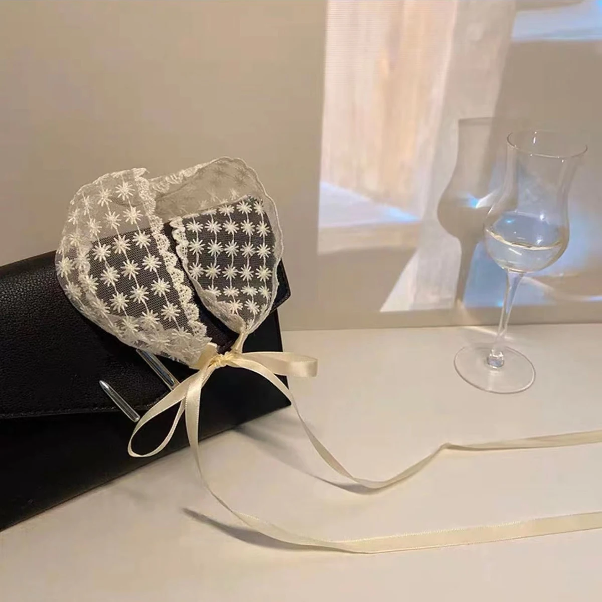 Blumen- und Gras-Haarband im Ballett-Stil mit Spitzenband, Niedliches und Süßes Kopftuch, Dünner Kopfschmuck für Damen – Detail 9