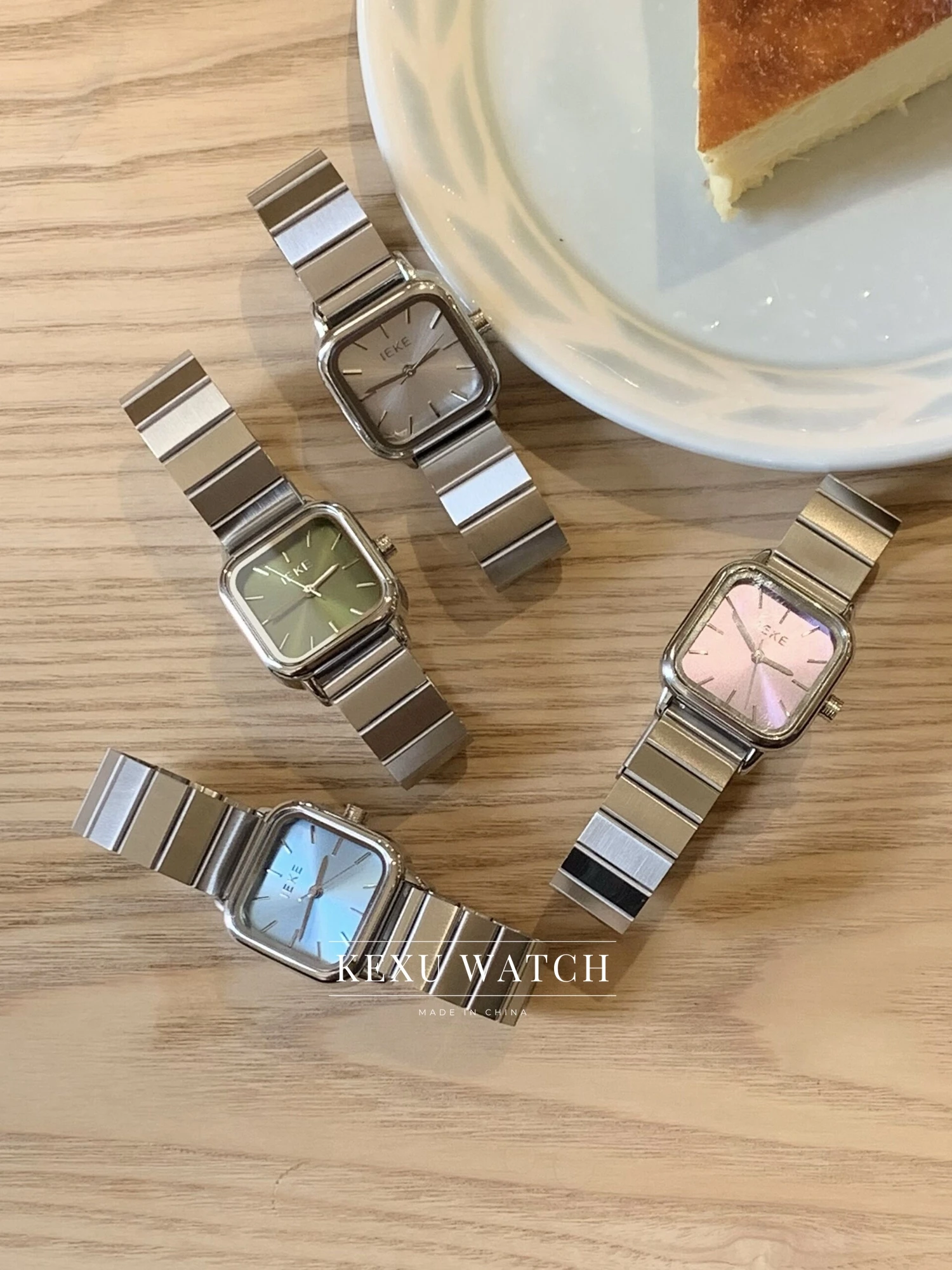 

Часы IEKE, элегантные женские часы синего/фиолетового/серебристого/зеленого/розового/серого циферблата, изящные женские часы с квадратным циферблатом и серебряным ремешком