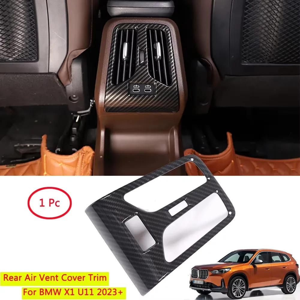

For BMW X1 U11 2023-2025 ABS Black Wood Grain Car Rear Air Conditioning Vent Decorative Frame Sticker Car Interior Accessories