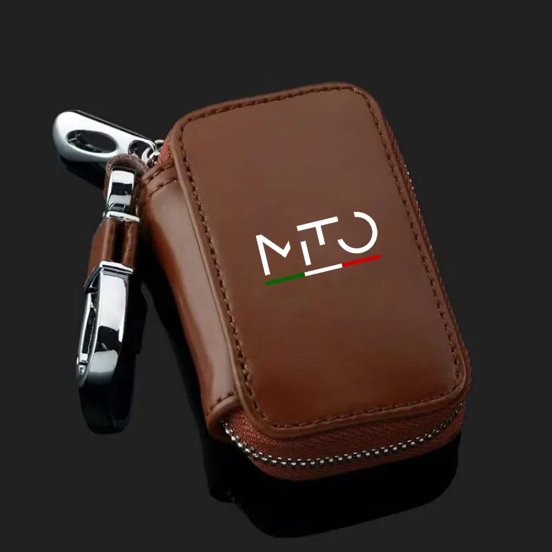 Genuine Leather Car Key Fob Case Cover Keychain Zipper Bag Protection Shell For Alfa Romeo MIto Auto Accessories