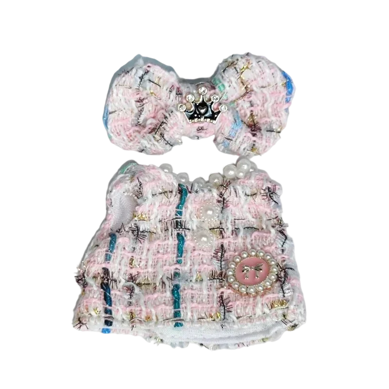 For 15cm Labubu Doll Clothes Accessories Kawaii Mini Design Sweet Princess Skirt Labubu Clothes Crossbody Bag Princess Shoes