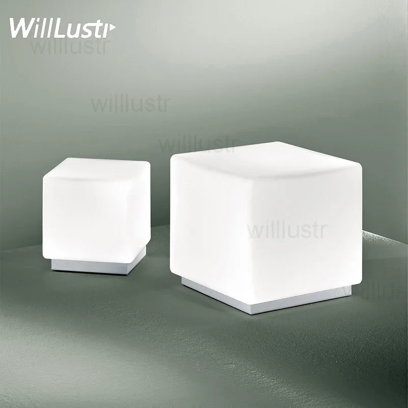 Cubi Table Light Ufficio Stile Italy Design Lighting Cubic Milk White Glass Bedside Bedroom Sofa Side Cube Desk Lamp