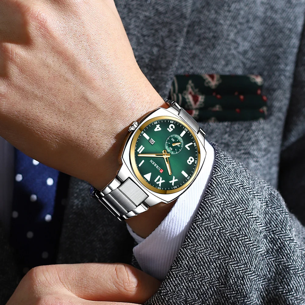 Curren Casual Fashion Markenuhren für Herren, einfache Quarzuhr mit leuchtenden Zeigern, Herren-Armbanduhr aus Edelstahl mit Datumsanzeige. – Detail 14