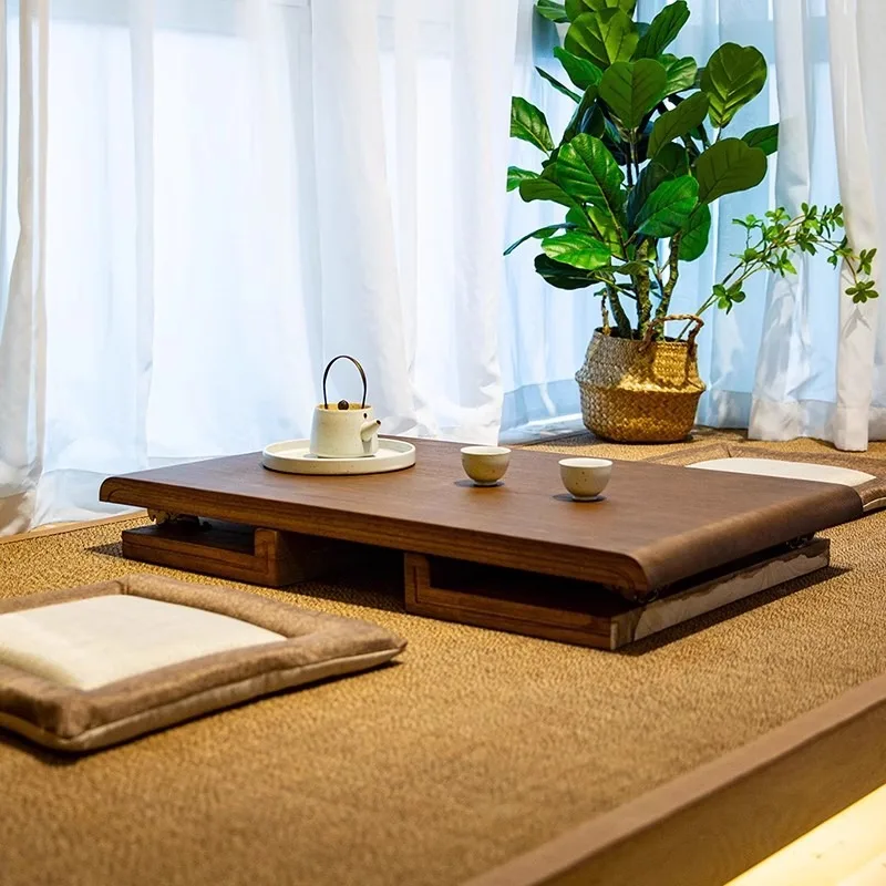 Solid wood bay window small table foldable, tatami coffee table