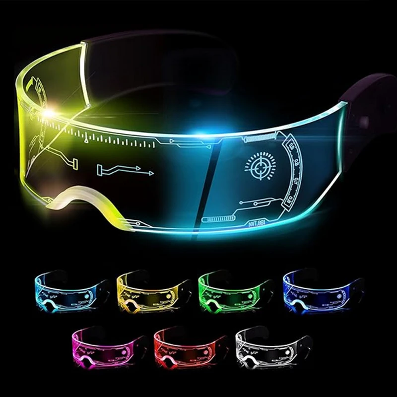 Luminous Futurist Cyberpunk Glasses glowing color change glasses cool flashing glasses for man women nightclub cospaly supplies