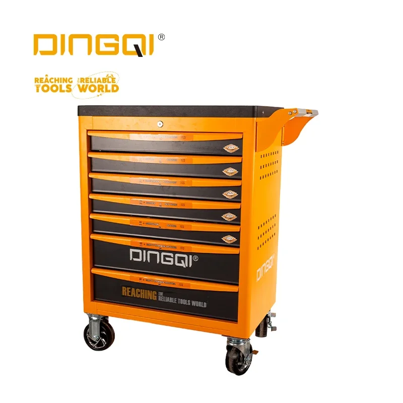 Dingqi New Product Heavy Duty Stainless Steel Tool Chest 7 Drawers Tool Cabinet Cart Trolley For Car Repairing Tool set