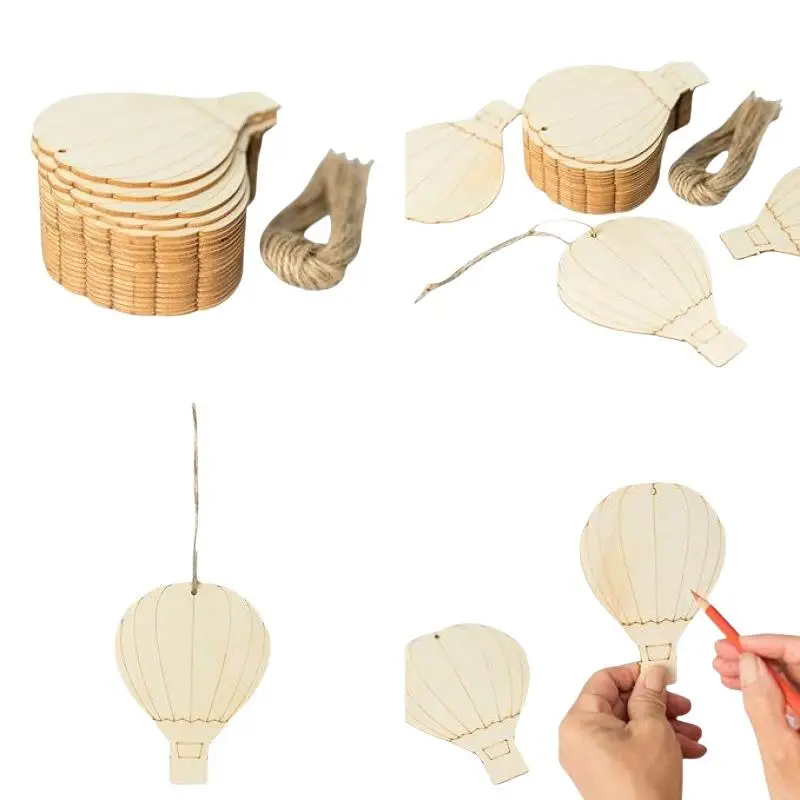 10Pcs Natural Unfinished Wooden Gingerbread Ornaments DIY Hanging Christmas Tree Pendants for Craft Gifts Decor