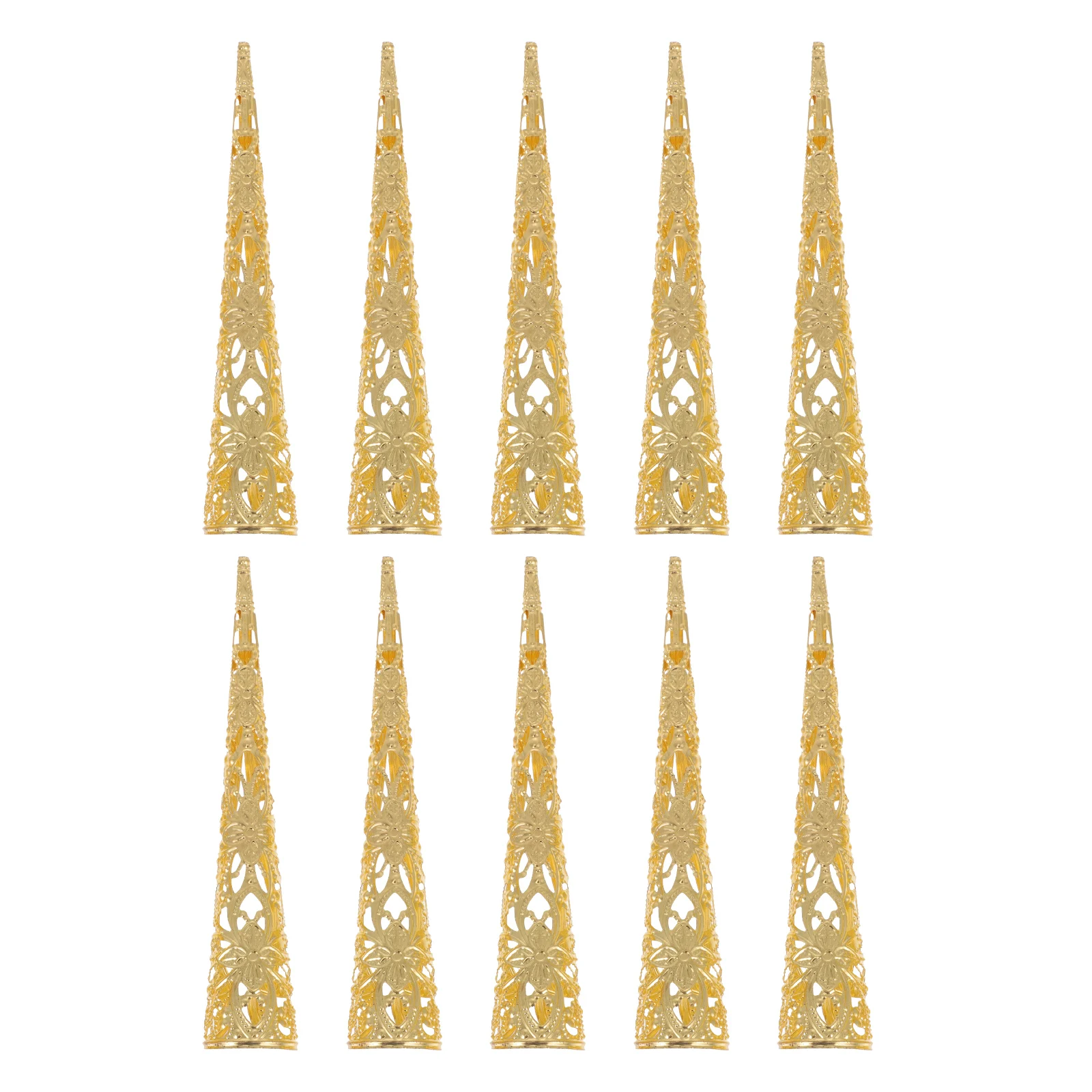 

10 Pcs Metal Hollow Fake Nail Cover Lightweight Alloy Finger Claws Rings Halloween Cosplay Accessories Fingernail Decor Nail