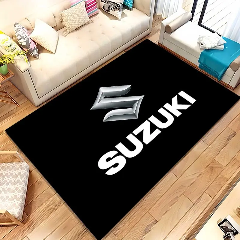 Vintage S-Suzuki Racing Car Soft Non-Slip Area Rug for Living Room,Bedroom Playroom Carpet Mat for Sofa,Moto Home Decor Gift
