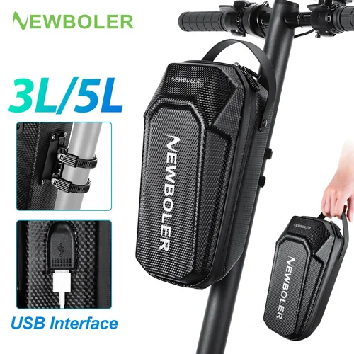 Imagen 1 del producto NEWBOLER-bolsa frontal para patinete eléctrico, 3L/5L, con puerto USB, impermeable, de liberación rápida, EVA, Universal