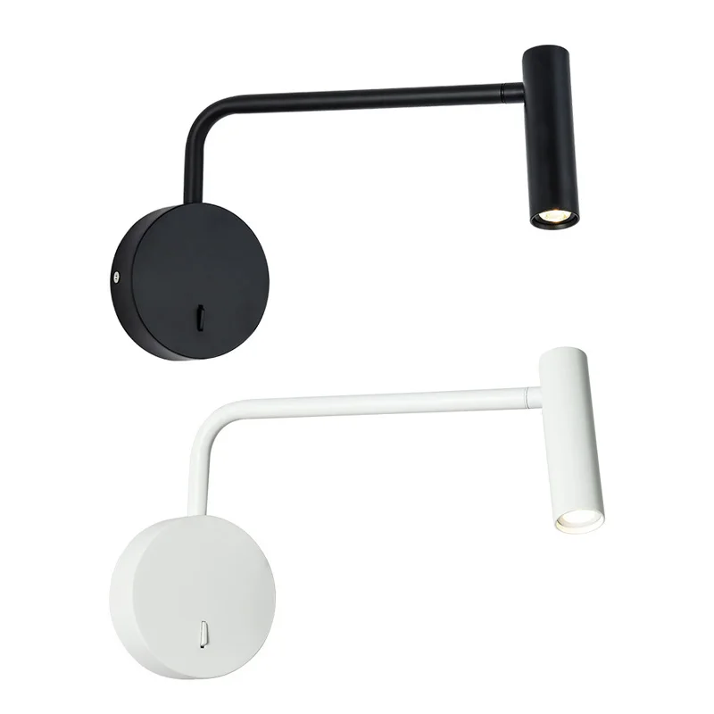 

1 Piece Bedroom Exposed Bedside Lamp Reading Wall Lamp Spotlight With Switch (Black)