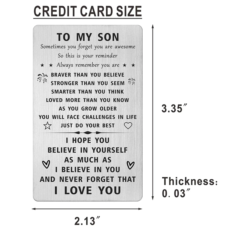 Engraved Wallet Card For Son Remember Whose Son You Are New Year Granduation Gift Idea With Envelope