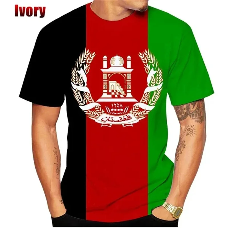 3D Print Afghanistan Flag T-Shirt For Men Women National Emblem Lion Pattern Tees Summer O Neck Short Sleeve Streetwear T Shirts