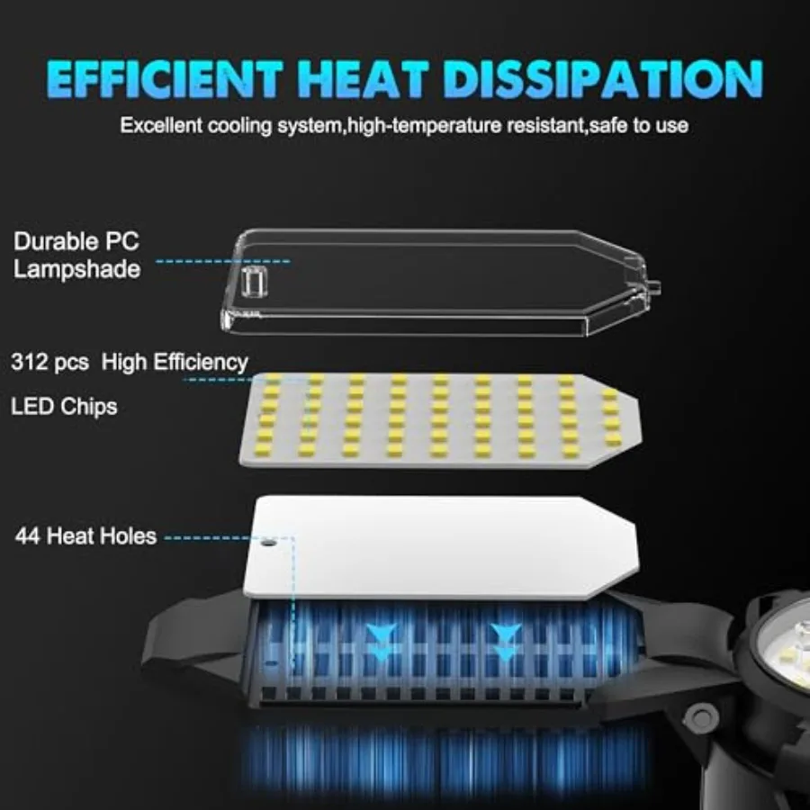 LED Garage Lights, 00W 0000LM Super Bright Light Bulb, 0000LM Total Garage Ceiling Lights for Large Workshop Barn Warehouse, 6