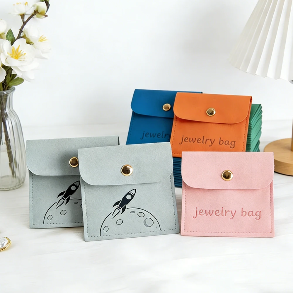 

100 шт./лот, мешочки из микрофибры с индивидуальным логотипом, 6x6 см, 8x8 см, для хранения серег и колец, подарочные мешочки на кнопке для организации хранения, люкс