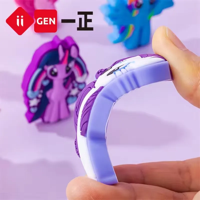 Boîte aveugle My Little Pony, gomme de dessin animé 3d, cadeau Surprise de maternelle, cadeaux pour étudiants, fournitures scolaires et de bureau, 4 pièces
