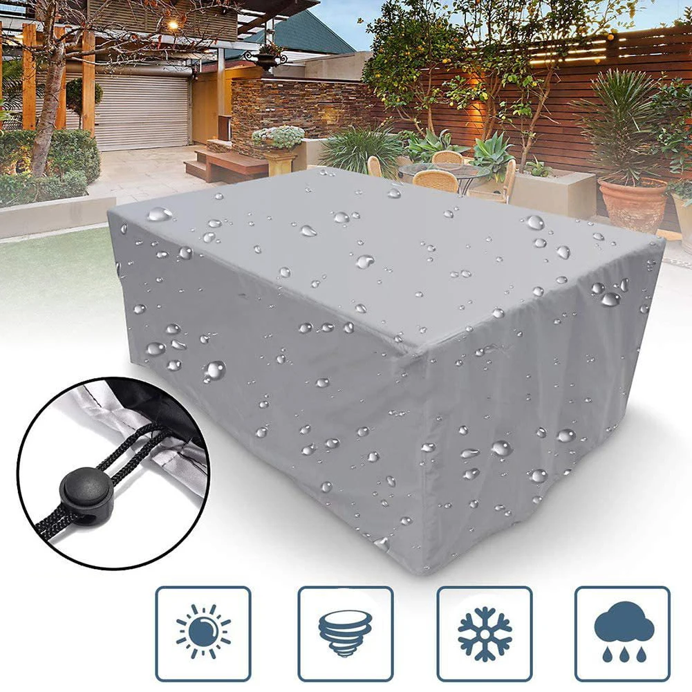 

210D Oxford Cloth Outdoor Silver Furniture Table And Chair Waterproof Cover Outdoor Patio Garden Furniture Cover Dust Cover