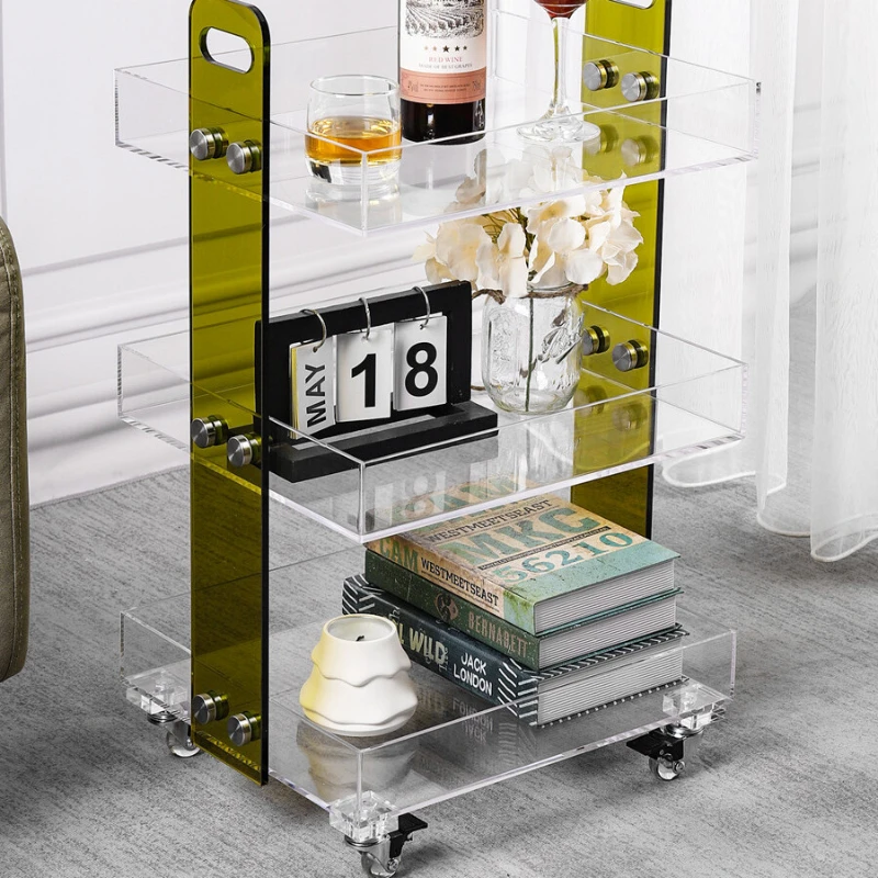 Wheels Organizer Salon Trolley Auxiliary Cart Hair Beauty Trolley Tools Transparent Acrylic Gereedschap Kar Salon Furniture HD