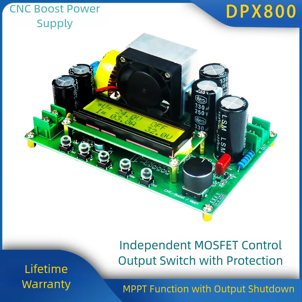 

1Pc 800W Boost Converter With LCD Display For MPPT Solar Charging 10-65V To 12-120V Adjustable Power Supply Module