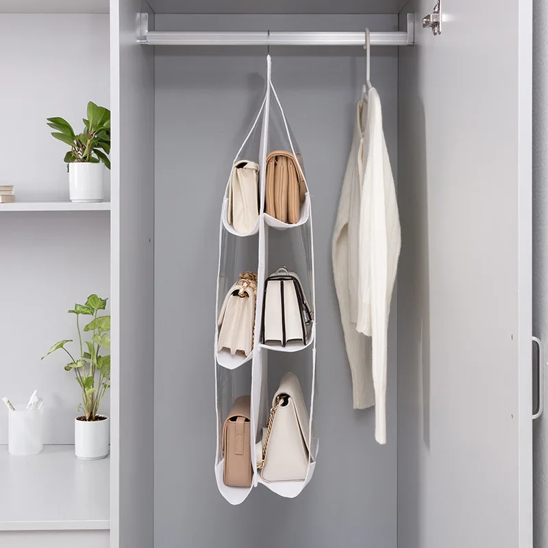 Storage Hanging Bag Wall Hanging Decoration Style Fabric Dust-Proof Household Wardrobe Shopping Bags Storage Shelf Dormitory