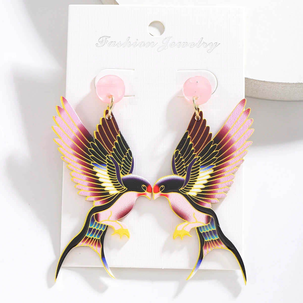 Vedawas Acrylic Bird Drop Earrings,Elegant Cute Colorful Printed Swallow Hummingbird Holiday party Animal Women Accessories