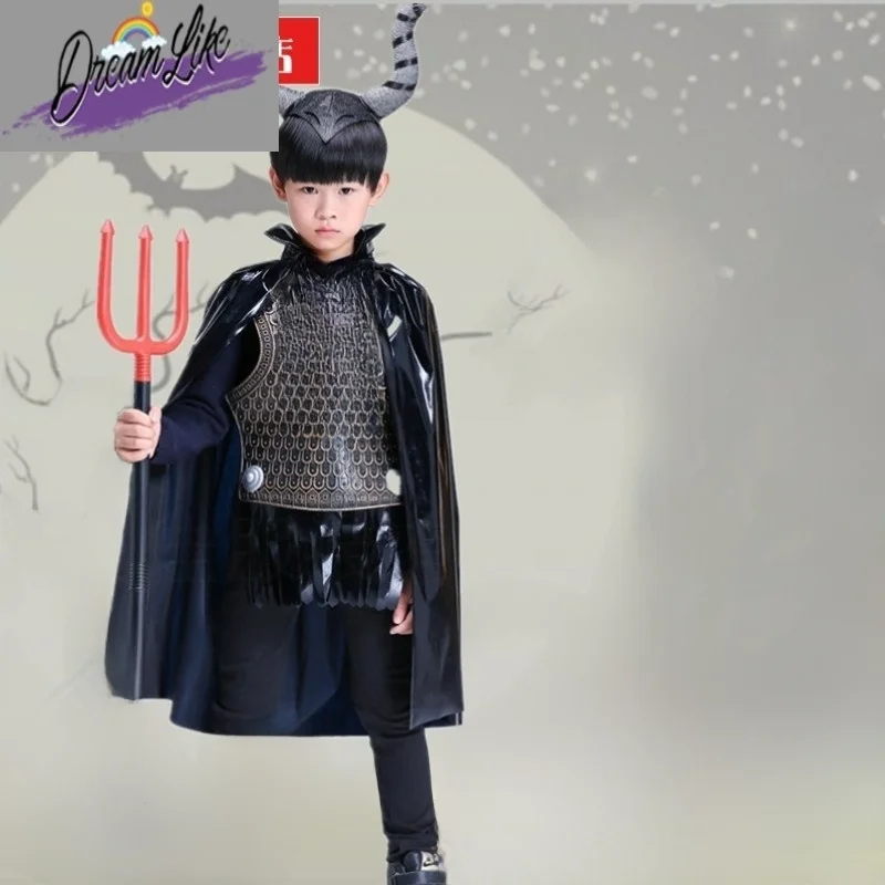 أزياء الهالوين للأطفال دعائم أداء الشيطان Dr-Up كيب هورونز تي شيرت عباءة مجموعة ملابس نسائية للمسرح