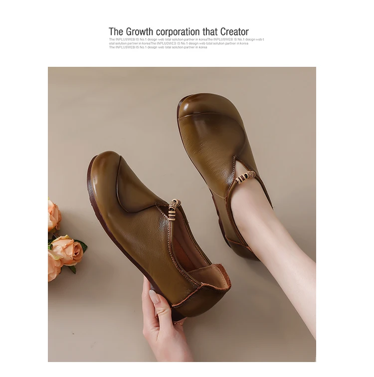 Ethnische V-Ausschnitt Perlenbesetzte Ballerinas Damen Schlichte Vintage Echtleder Mokassins Slip-On Loafer Elegante Alltagsschuhe für Mütter – Detail 18