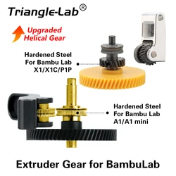 C Trianglelab Extruder gear Nano-Coated Hardened Steel Helical gear Drop-in High Precision for BambuLab P1 X1 A1 3D Printer
