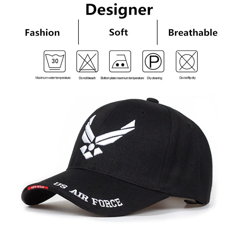 US Air Force V-Mark Embroidery Baseball Caps Spring and Autumn Outdoor Adjustable Casual Hats Sunscreen Hat