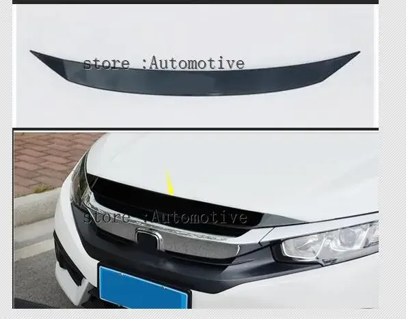 black Fit For Honda Civic 2016 2017 Chrome Front Hood Cover Trim Grill Grille Molding Molding Garnish Styling Protector