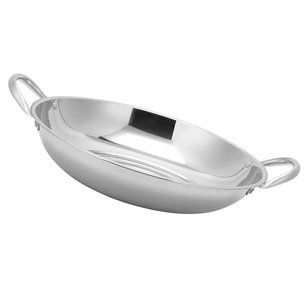 

Small Flat Dry Pot Stainless Steel Non-Stick Cooking Pan Thickened Frying Pan For Home Kitchen Restaurant Dual Handle