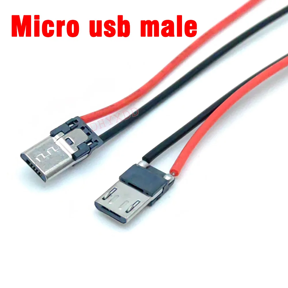 5Pcs Micro USB Type-C 2Pin Horizontal / Vertical 2P Simple Soldered Male Plug-in Board Quick Charging USB-C Connector