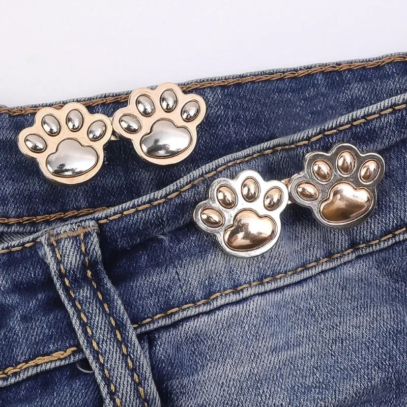 Cute Cat Claw Tighten Waist Buckle metal Brooches Pins Clip Adjustable Snap Button Jeans Buttons Detachable Clothing Accessories