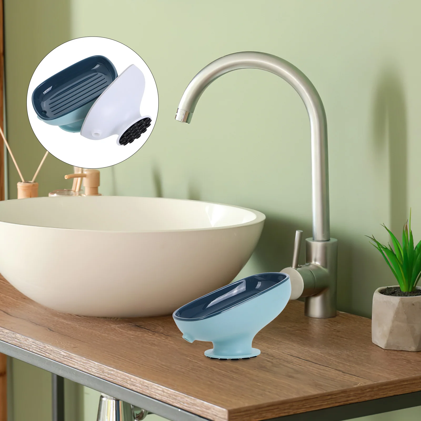 

2 Pcs Soap Holder Box Rack Tray Decorate Bathroom Kitchen Drainer Suction Cup Shelf