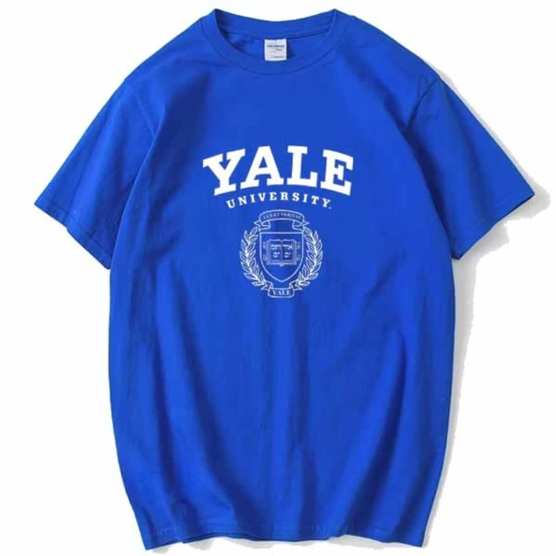 Yale University Cotton Short-sleeved T-shirt Summer Men and Women Loose Casual Tee Couple Personalized Wear School Clothing