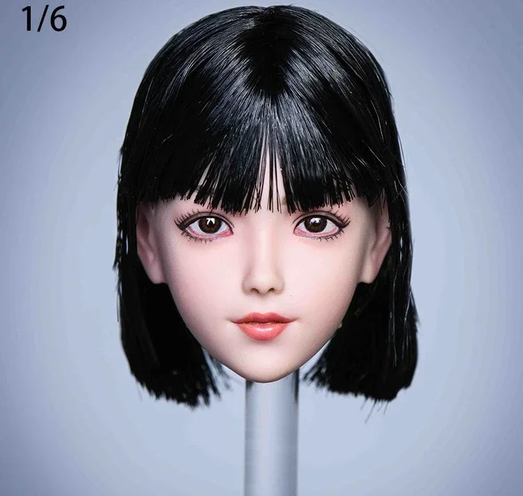 Asian 1/6 Scale Cute Loli Head Sculpt Model Hair Transplant Doll Head Carving Fit 12'' Girl Action Figure Body YMT053