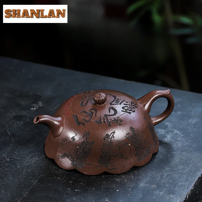 540ml Antique Yixing Purple Clay Teapots Handmade Pot Raw Ore Purple Jade Gold Sand Mud Kettle Chinese Zisha Tea Set Cafes Gift