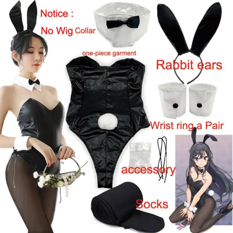 Sakurajima Mai Bunny Girl Cosplay Costume Halloween Adult Woman Senior Sister Cosplay Wig Clothes Size M/XL