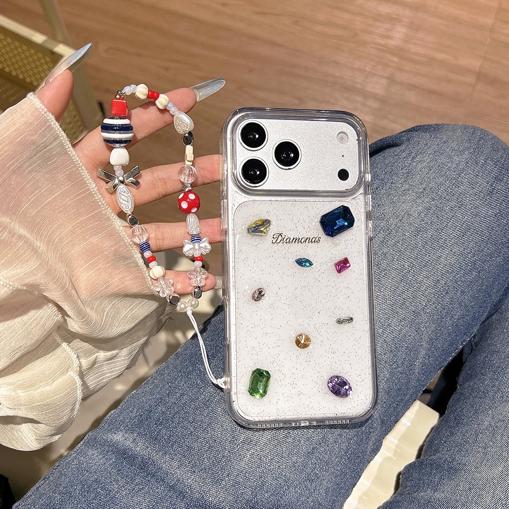 Modische Luxus-Glitzer 3D-Strass-Diamant Transparente Handyhülle für iPhone 17 Pro 16 Pro Max 15 13 14 Stoßfeste Durchsichtige Schutzhülle – Detail 11