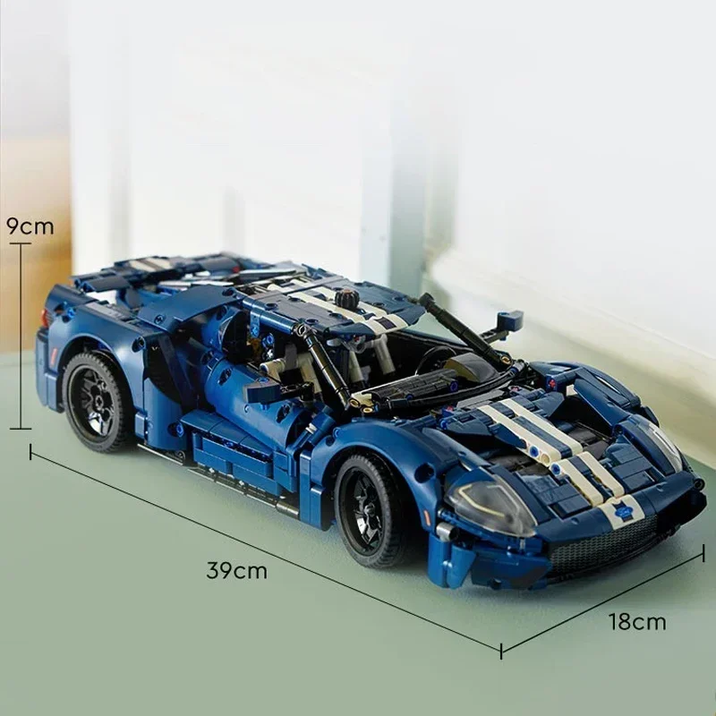 Ford GT Muscle Sports Car Building Blocks, Technical MOC 42154, Racing Vehicle Model, Montar Tijolos Brinquedos para Crianças e Adultos, Presente