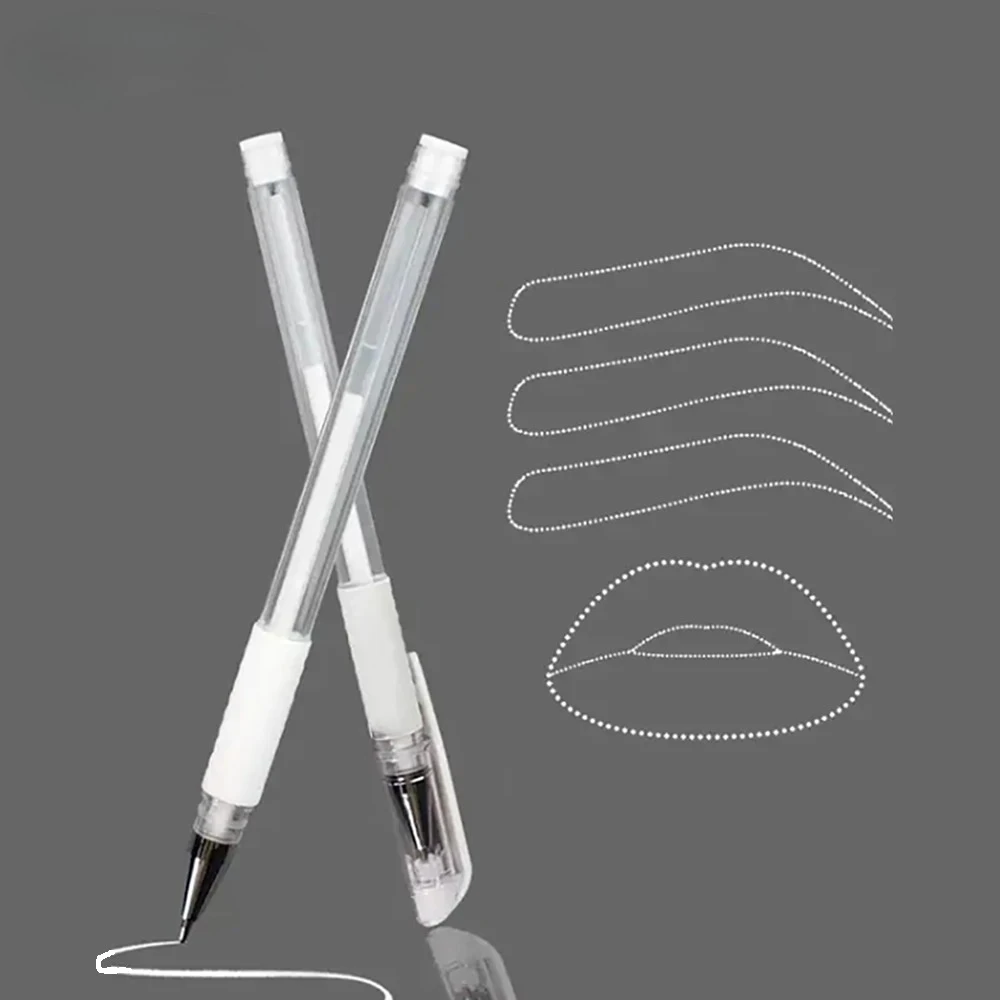 2PCS Eyebrow Marker Pen Microblading Surgical Skin Permanent Make up Supplies White Surgical Scribe Tool Tattoo Accessories Pens