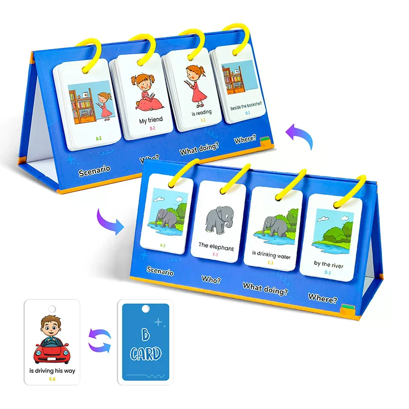 Juego de calendario de tabla de bolsillo para aprendizaje de inglés para niños de 3 a 10 años, juegos de rompecabezas de construcción de frases, juegos de palabras, tarjetas Flash fonéticas